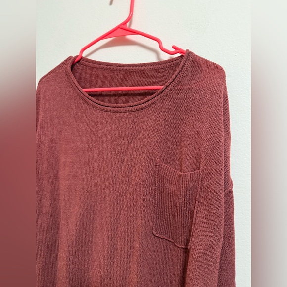 Rust Red Knit Sweater with Pocket - Size XL - Picture 2 of 4